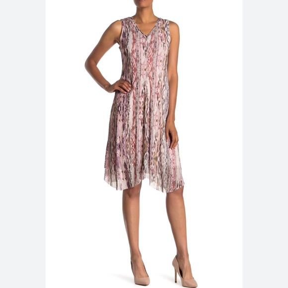 T Tahari Sleeveless Midi Dress Snake Leopard Animal Print Pink Tan Brown Size S - Picture 1 of 5